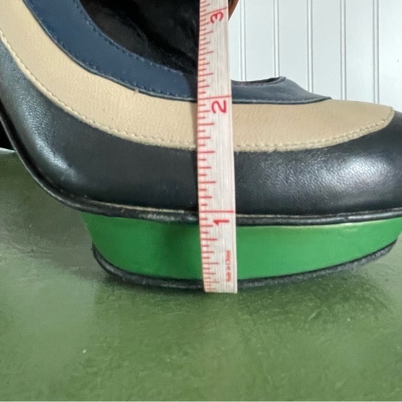 Kron by Kronkron Platform Multi Color Patchwork Peep Toe Mary Jane Heels *Spain* - Picture 11 of 14